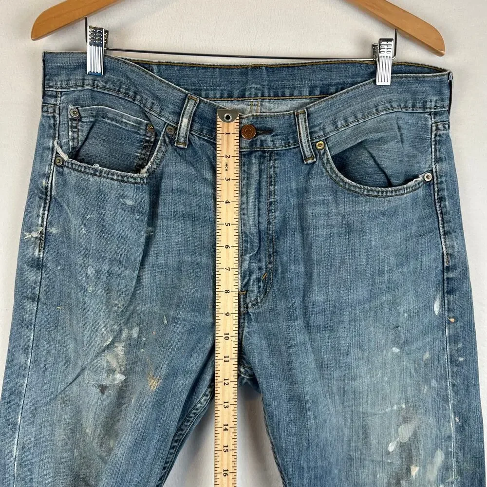 Levis 505 Jeans Mens 36x30 Blue Regular Straight Mid Rise‎ Medium Wash Denim Y2K
